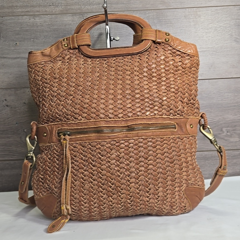 Cole Haan Cony Flap Woven Leather Crossbody Bag